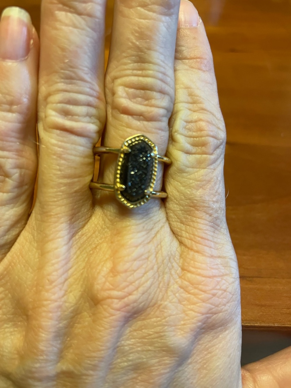 Kendra Scott Gold-Tone Ring with Black Drusy Center - Picture 4 of 5